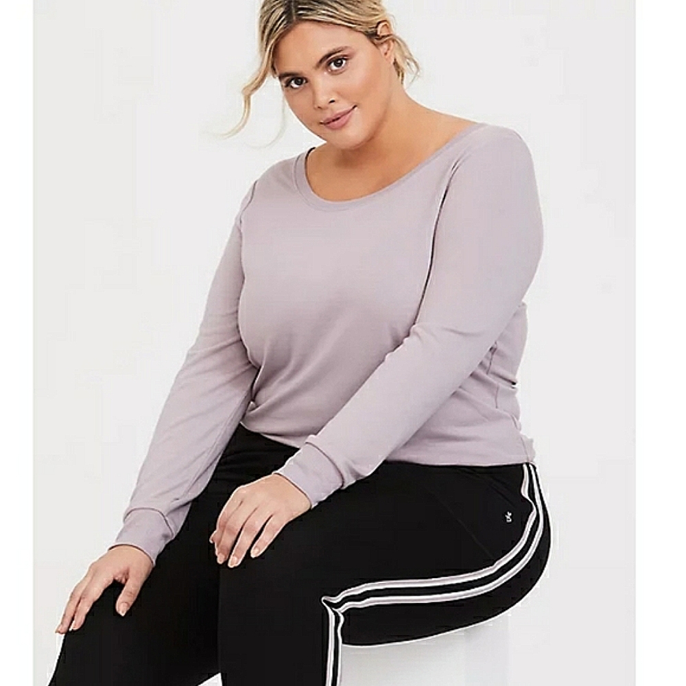 Torrid Plunging Criss Cross Back Activewear Athleisure Purple Sweatshirt 3X - Picture 3 of 16